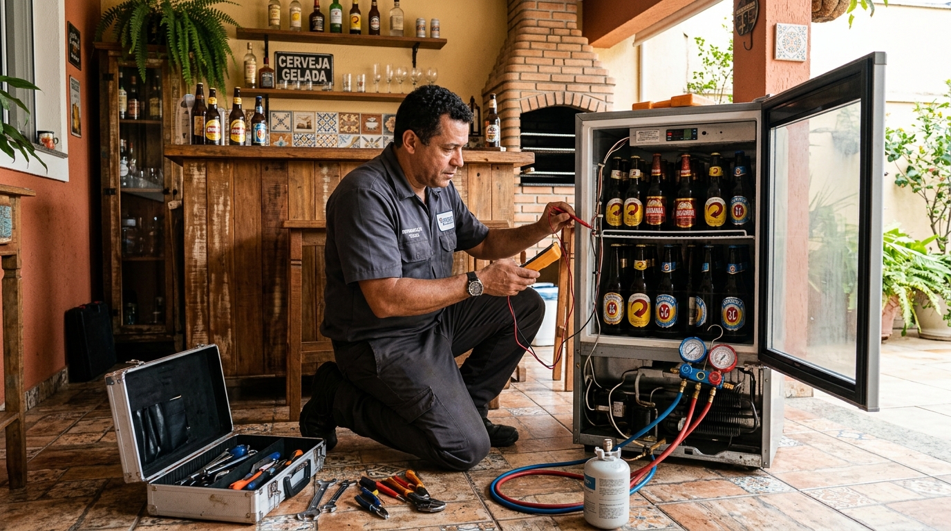Recarga de gás refrigerante em cervejeira em atendimento em Betim‑MG