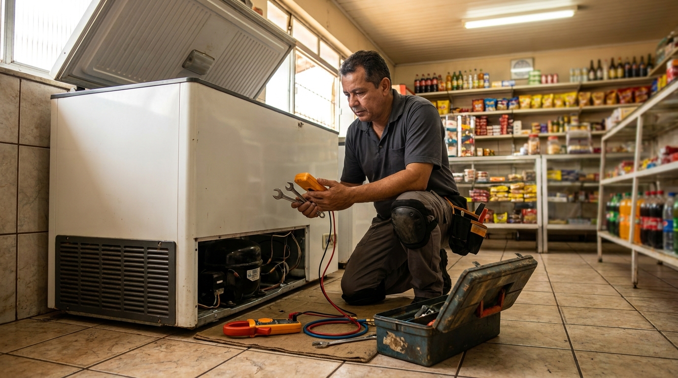 Técnico de conserto de freezer em residência em Betim‑MG