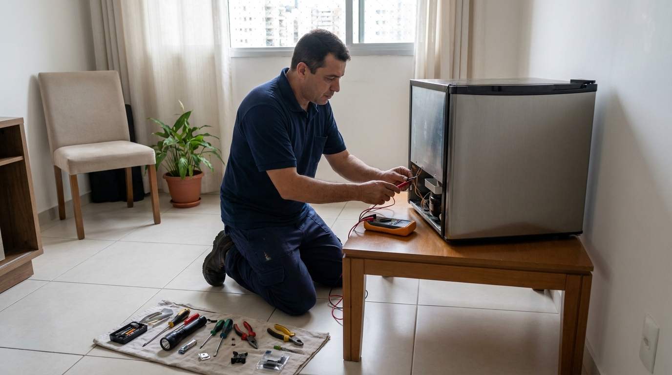 Técnico de conserto de frigobar em residência em Betim‑MG